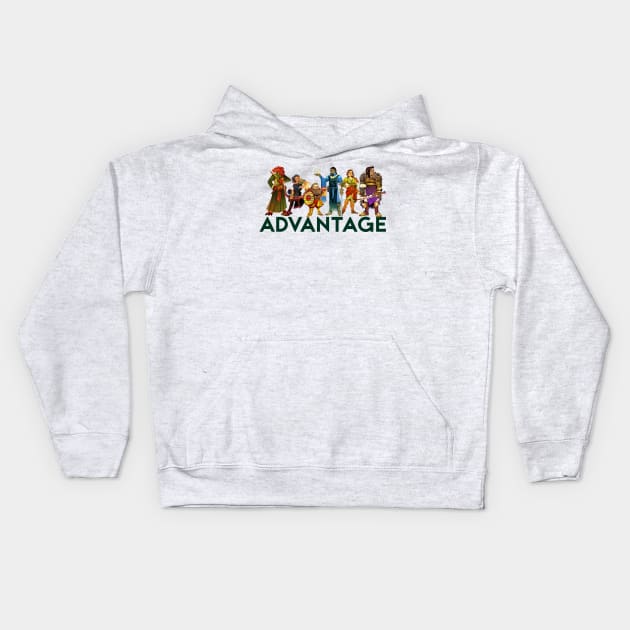Player Character Collage Kids Hoodie by advantagednd